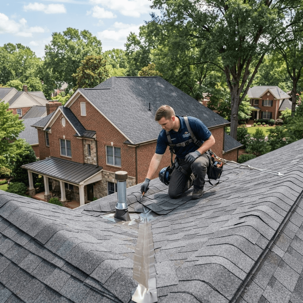 Professional assessment for storm damage inspection on a Charlotte home